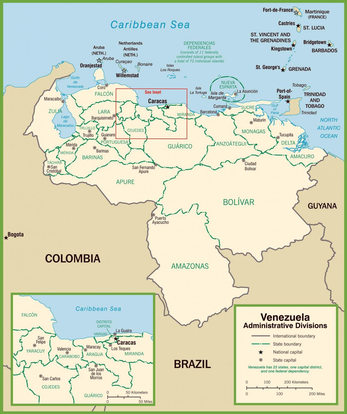 карта Венесуэла политические