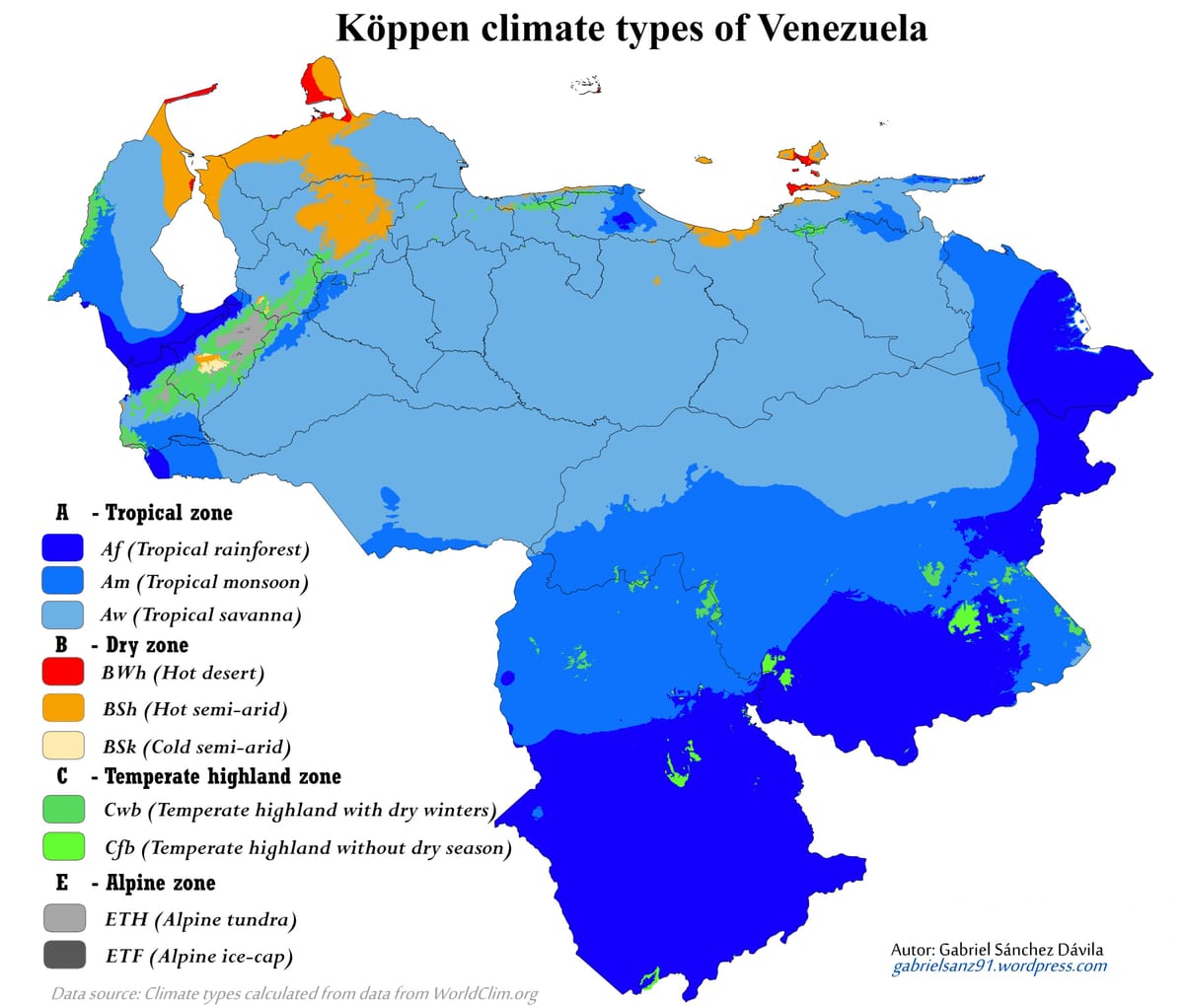 карта Венесуэла климат