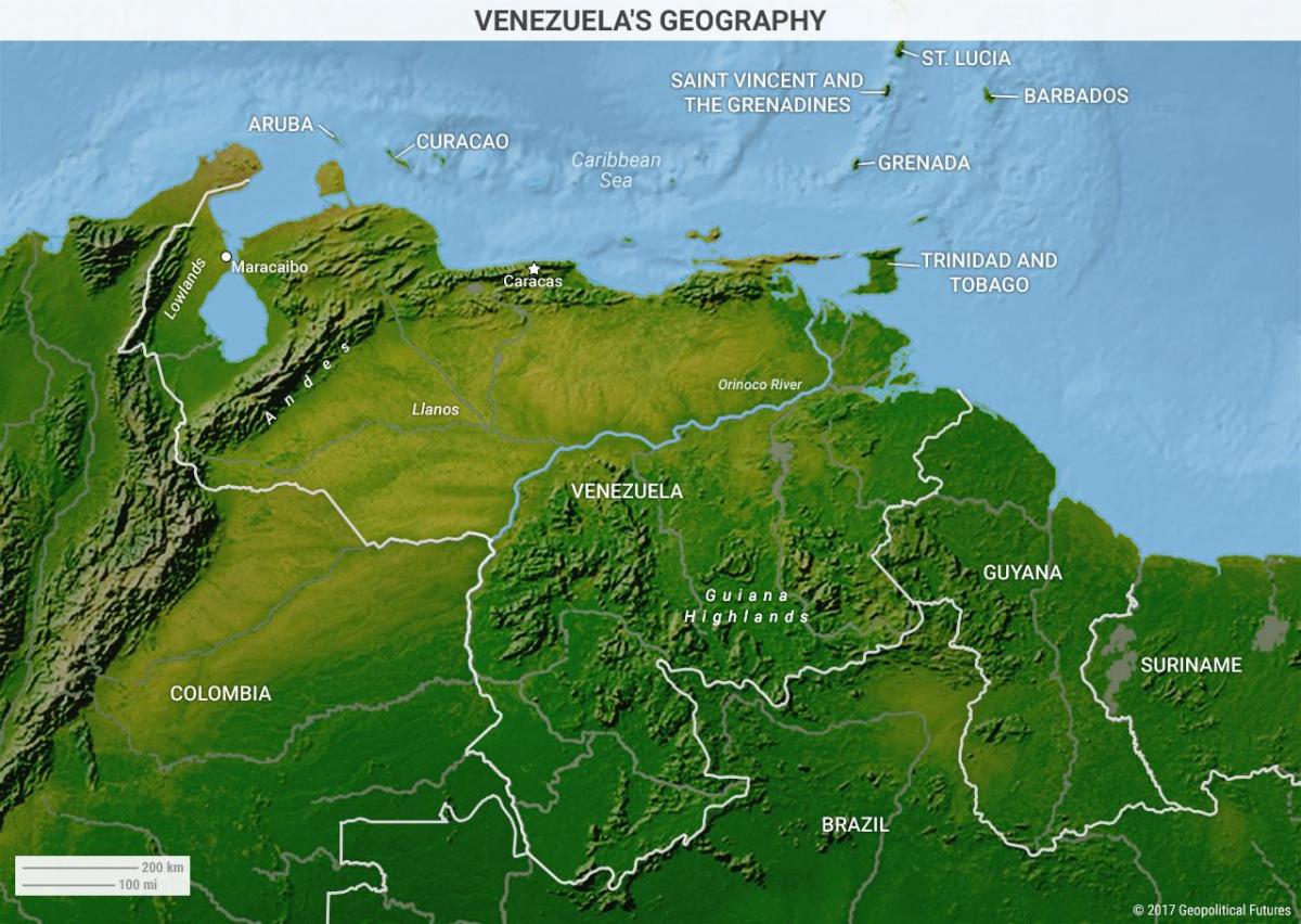 карте географии Венесуэла 